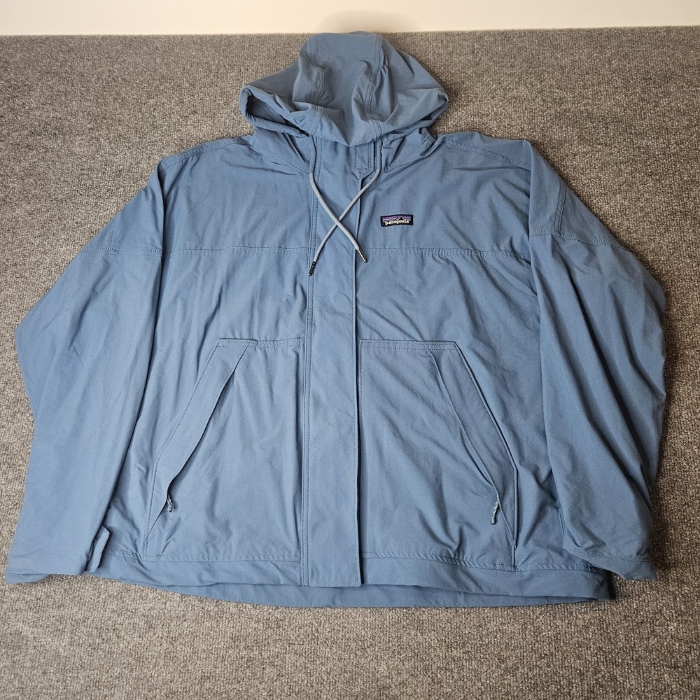 Patagonia Women's Skysail Jacket Wavy Nlue Size XL Hooded Water Resistant